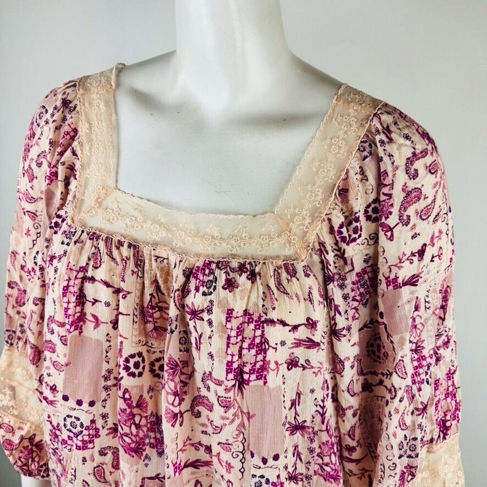 New Maurices Womans Plus Sz 2X Blouse 3/4 Sleeve Top Lace Floral NWT - Picture 3 of 7